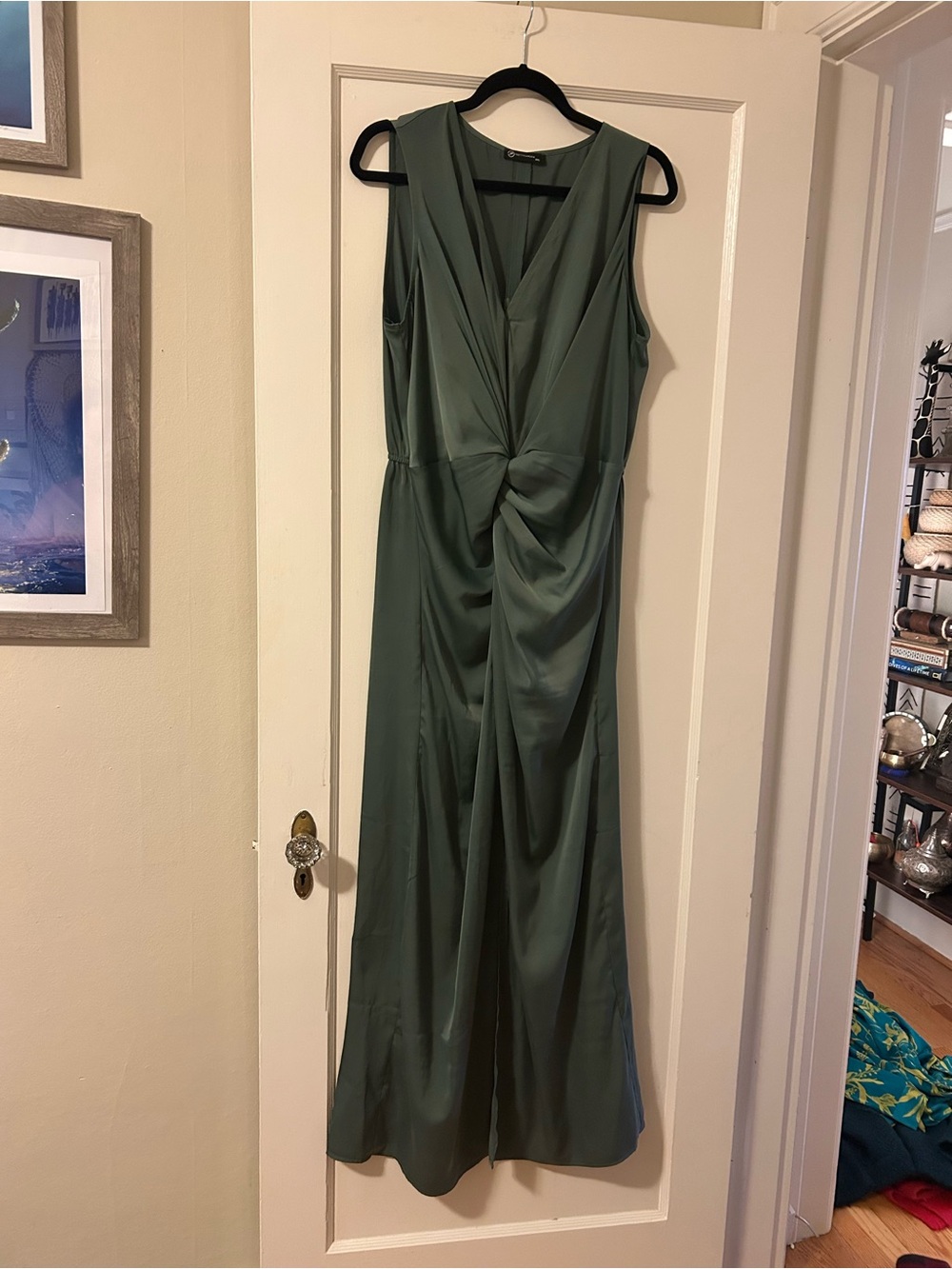 Sleeveless Twist-Front Maxi Dress in Deep Green
